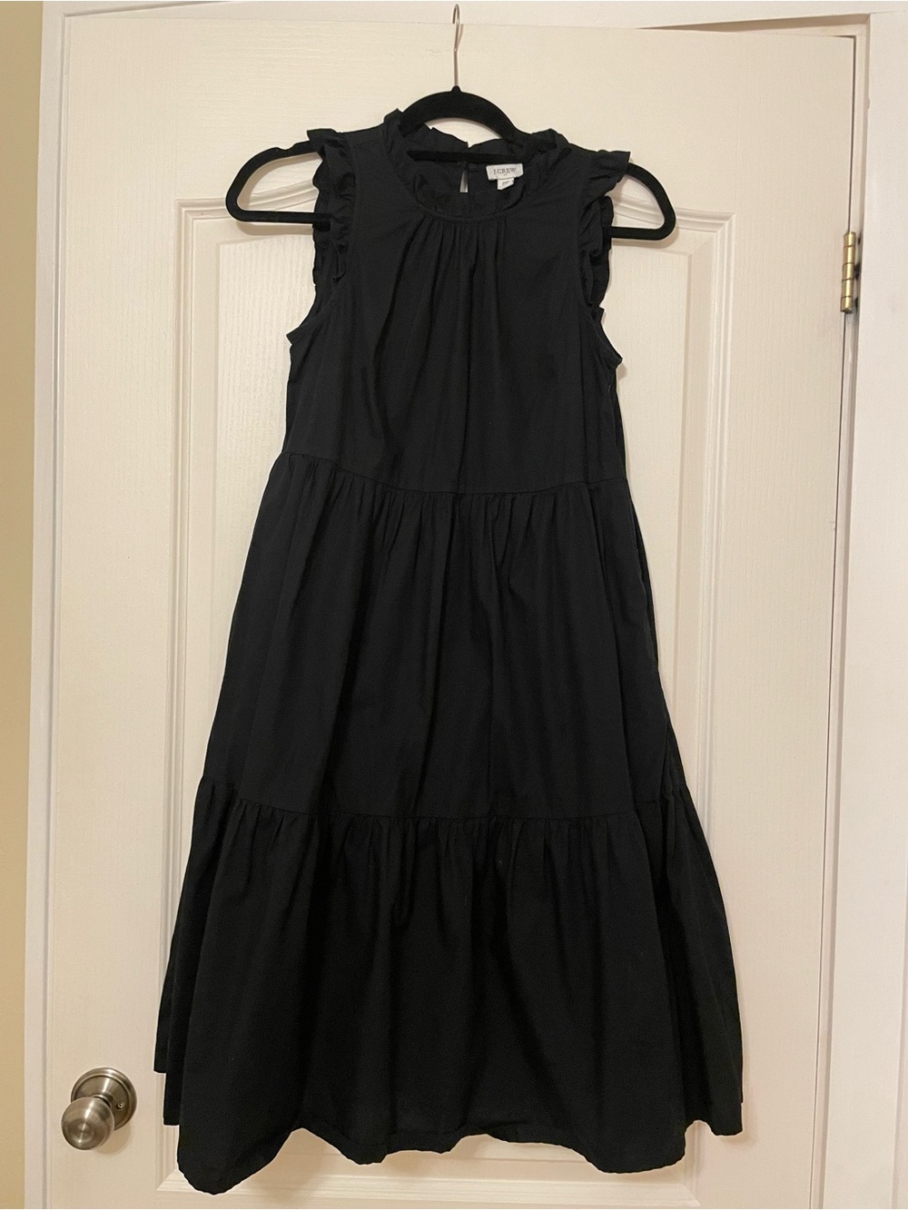 J. Crew Black Ruffle-Trim Tiered Maxi Dress